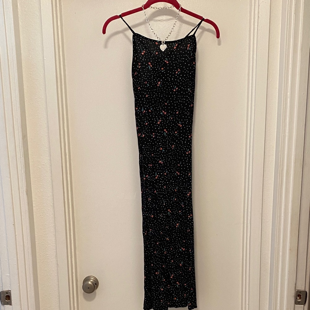 Dress Wild Fable Black Strapless Dress with Red Cherry Accents